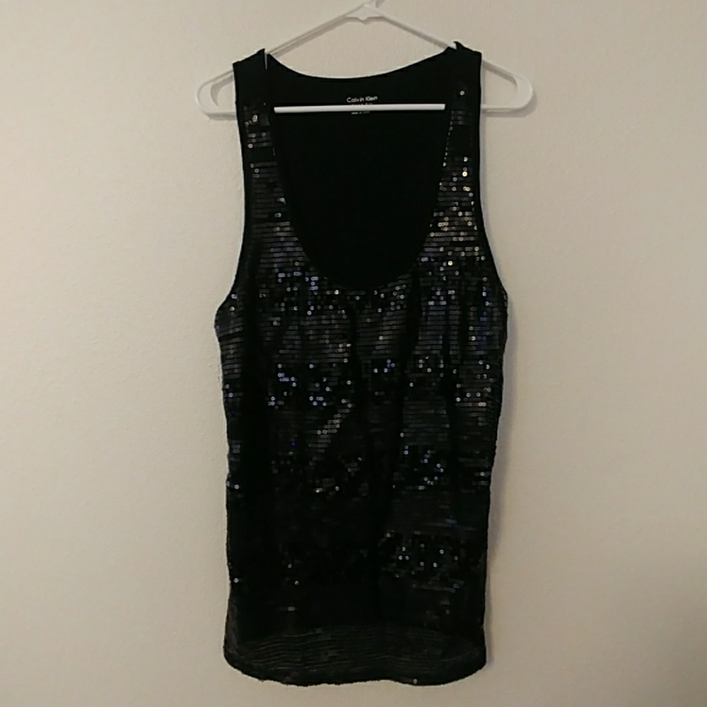 Calvin Klein two tone black sequin tank top